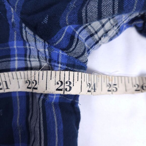 Carbon 2 Cobalt Mens Large Blue Plaid Geometric Shaped Button Up Shirt - Picture 5 of 7